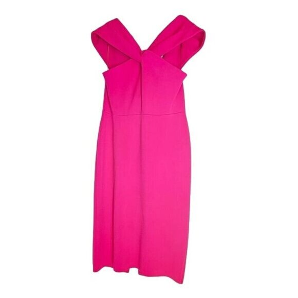 ST. JOHN Twisted Off-the-shoulder Milano Knit Midi Dress Stretchy Fall 2022‎ 18 - Picture 1 of 16